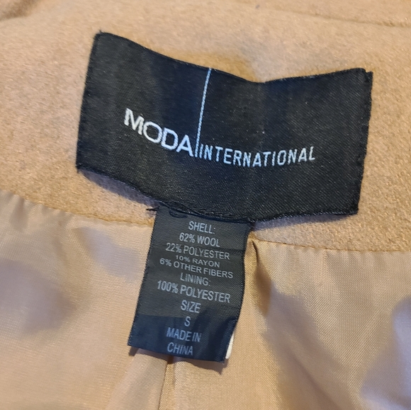 🌟MODA International Double-Breasted Wool-Blend Pea Coat, Camel Tan Size Small - Picture 9 of 9